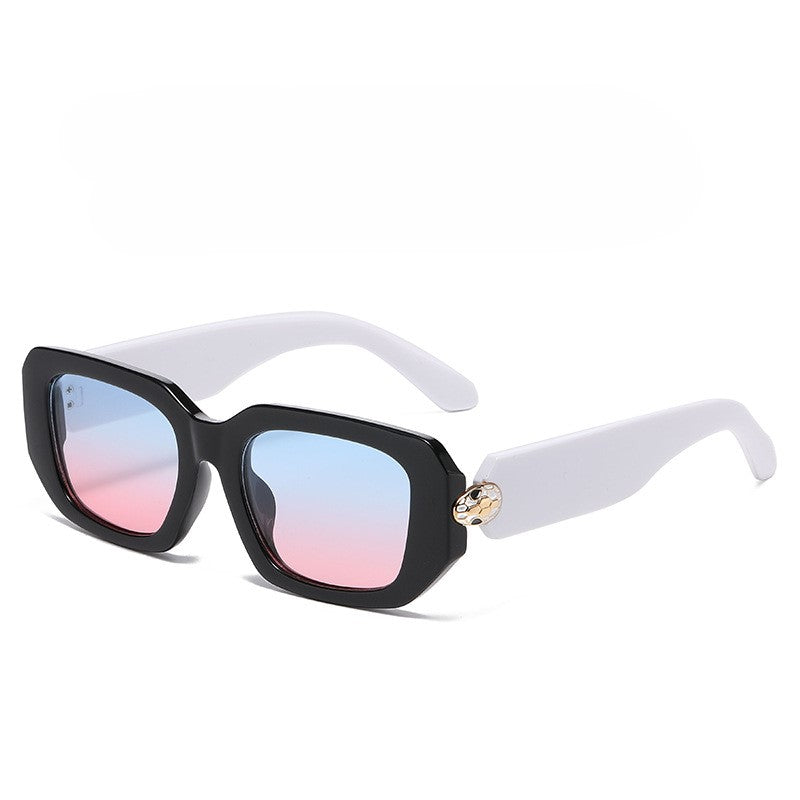 Chunky Notched Square Frame Sunglasses - Bluepink