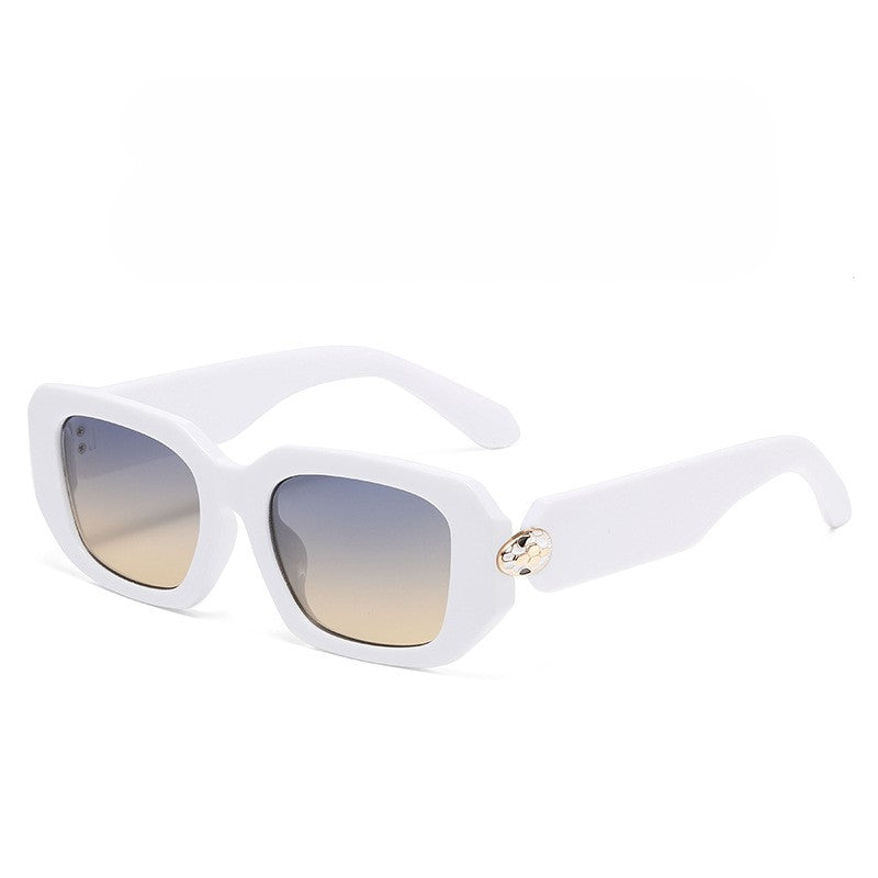 Chunky Notched Square Frame Sunglasses - White