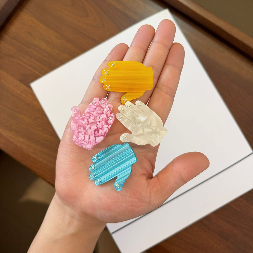 Ribbed Hand Shaped Mini Bangs Hair Clip