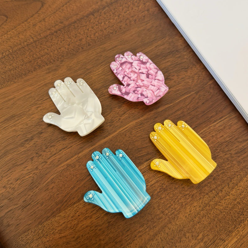 Ribbed Hand Shaped Mini Bangs Hair Clip - view 1