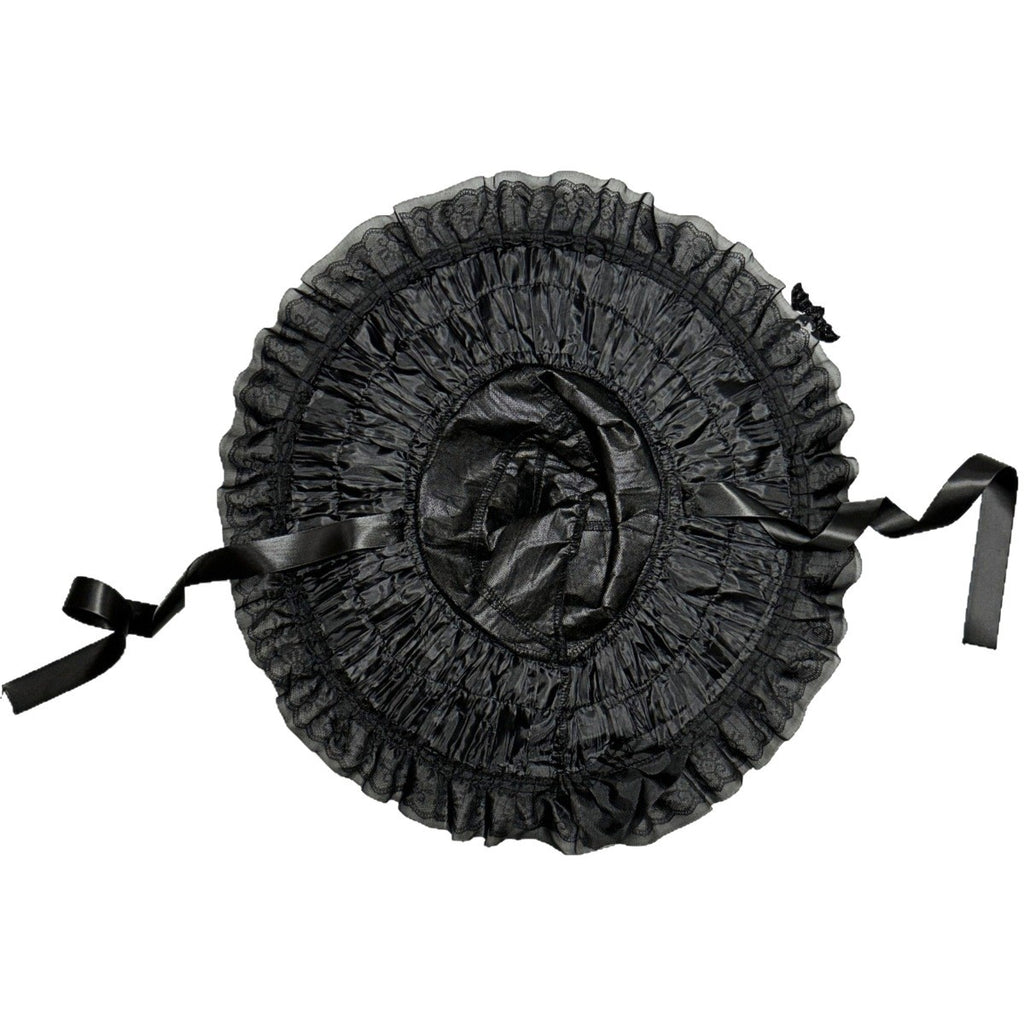 Witch Hat With Fabric Flowers And Ribbon Tails - Black - 4