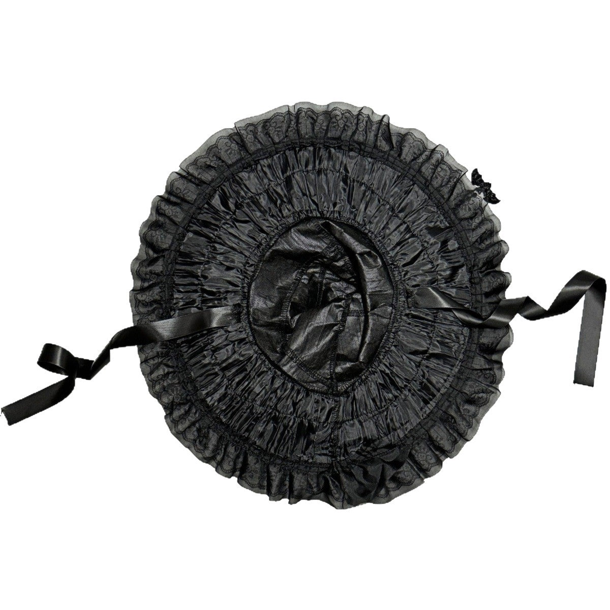 Witch Hat With Fabric Flowers And Ribbon Tails - Black - 4