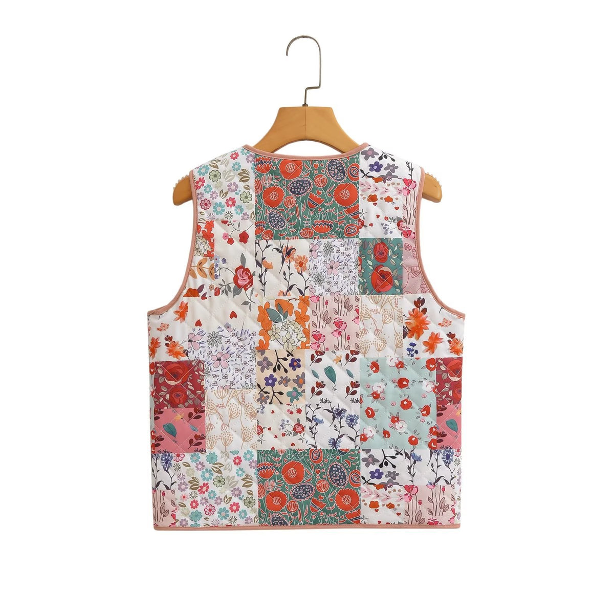 Quilted Patchwork Floral Matching Separates Set - Vest - 1