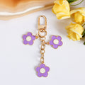 Enamel Daisy Flower Charm Keychain - Purple