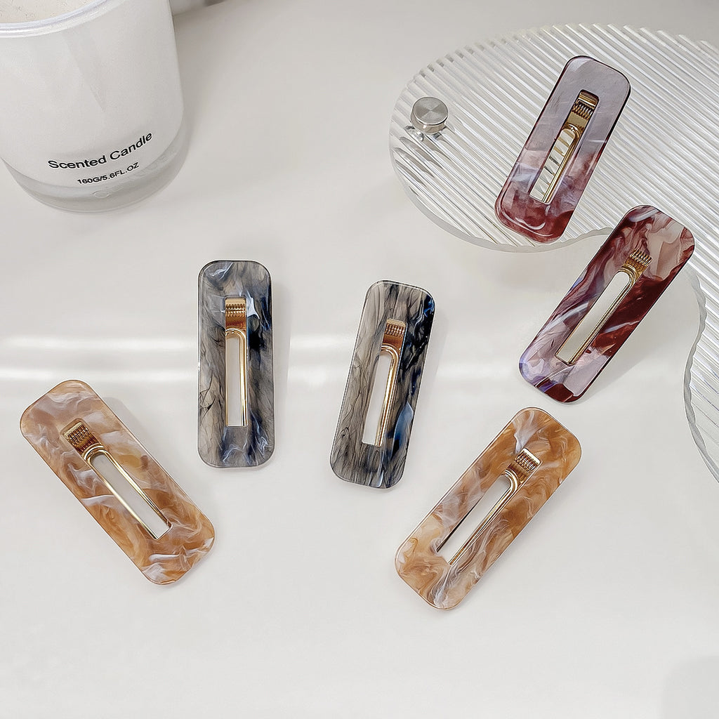 Marbled Acrylic Rectangle Snap Hair Clip - view 1