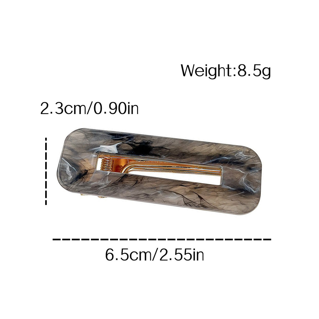 Marbled Acrylic Rectangle Snap Hair Clip - view 3
