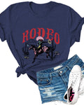 Bucking Bronco Rodeo Graphic Short Sleeve Tee - Navy-Blue