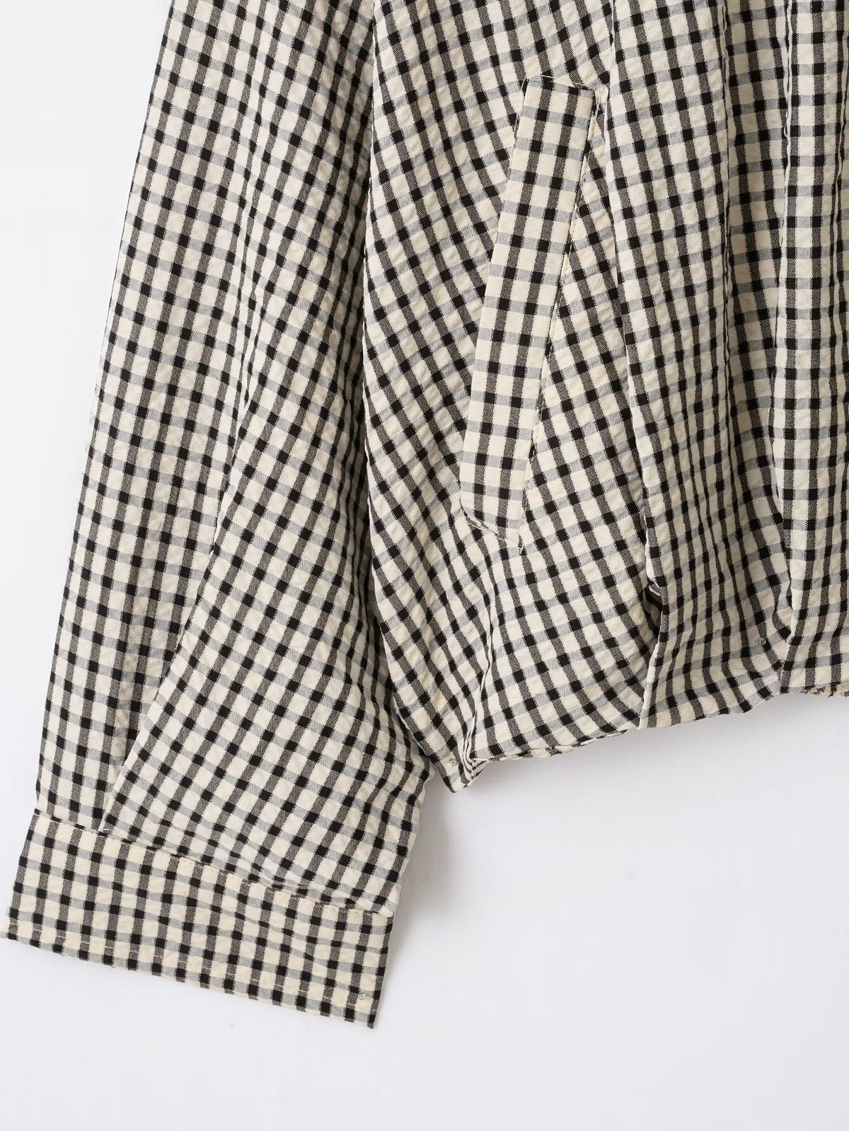 Gingham Check Zip Up Cocoon Jacket - Grey - 10
