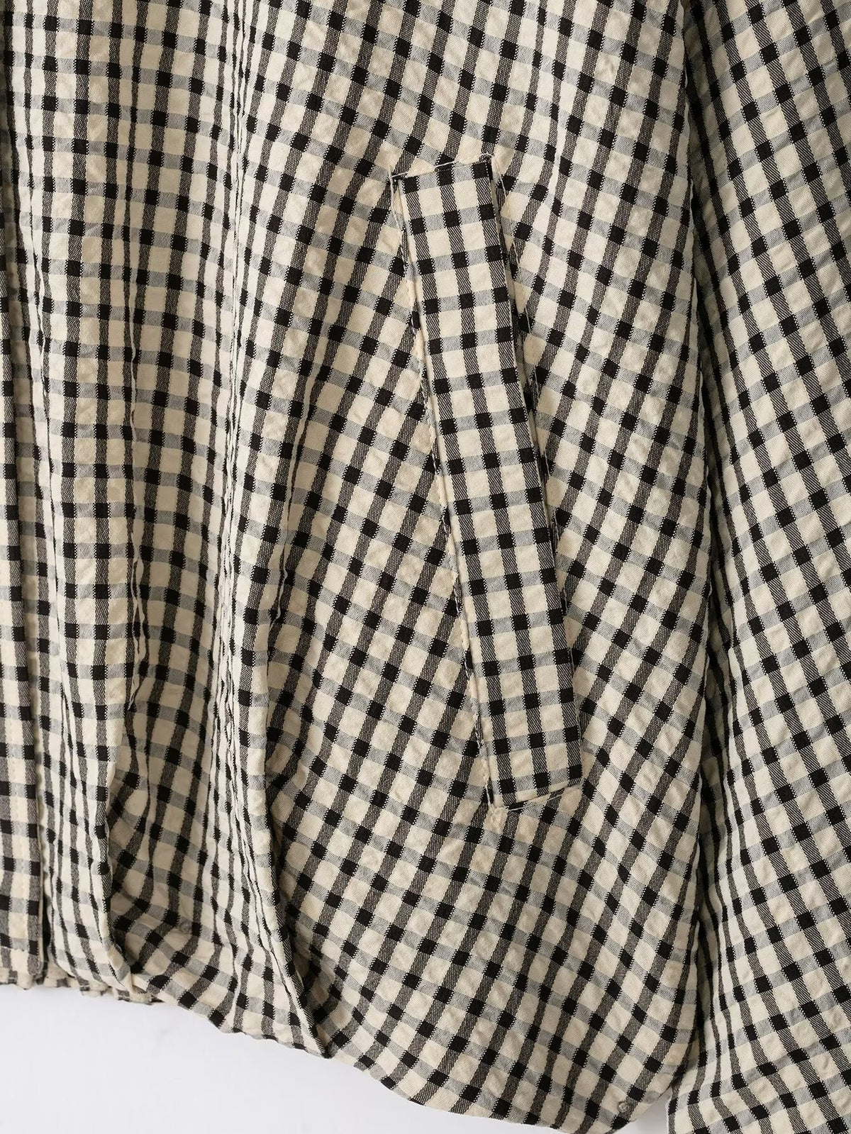 Gingham Check Zip Up Cocoon Jacket - Grey - 12