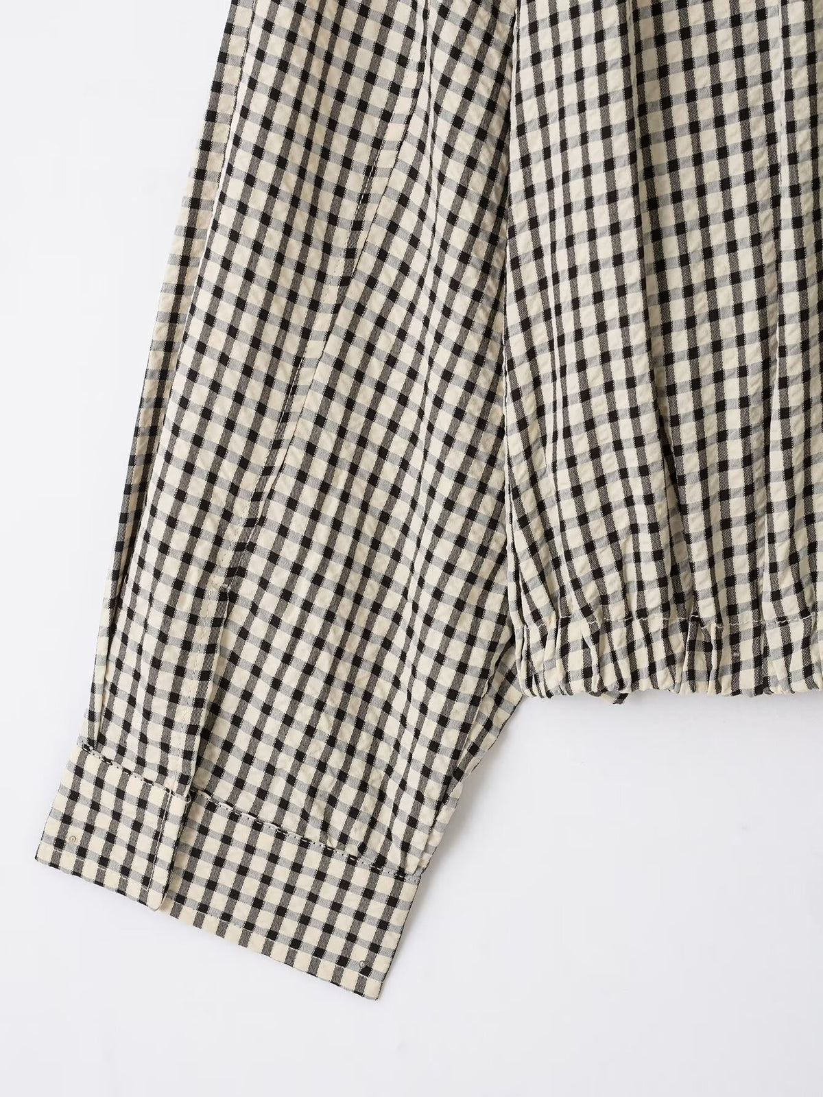 Gingham Check Zip Up Cocoon Jacket - Grey - 9
