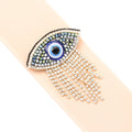 Crystal Evil Eye Tassel Brooch - Green