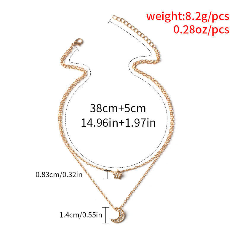 Layered Moon and Star Pendant Necklace - view 1