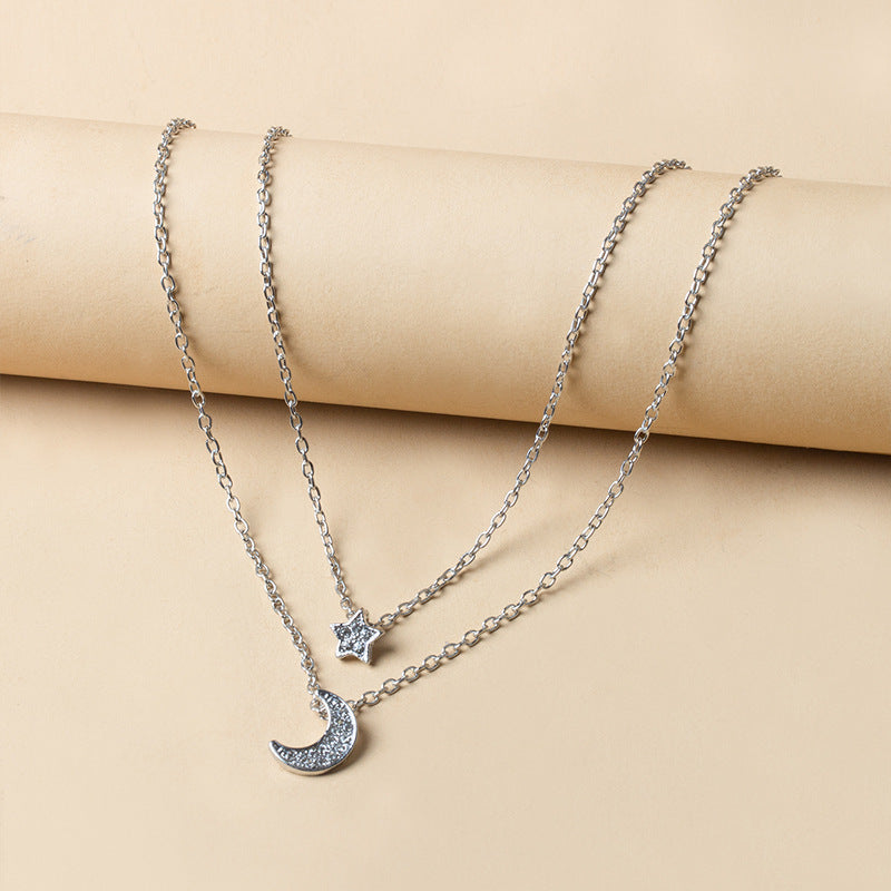 Layered Moon and Star Pendant Necklace - view 4