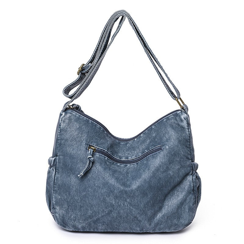 Washed Faux Leather Multi Pocket Crossbody Bag