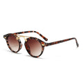 Round Frame Double Bridge Retro Sunglasses - Flower_R