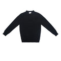 Fine Knit Long Sleeve Polo Shirt - Black