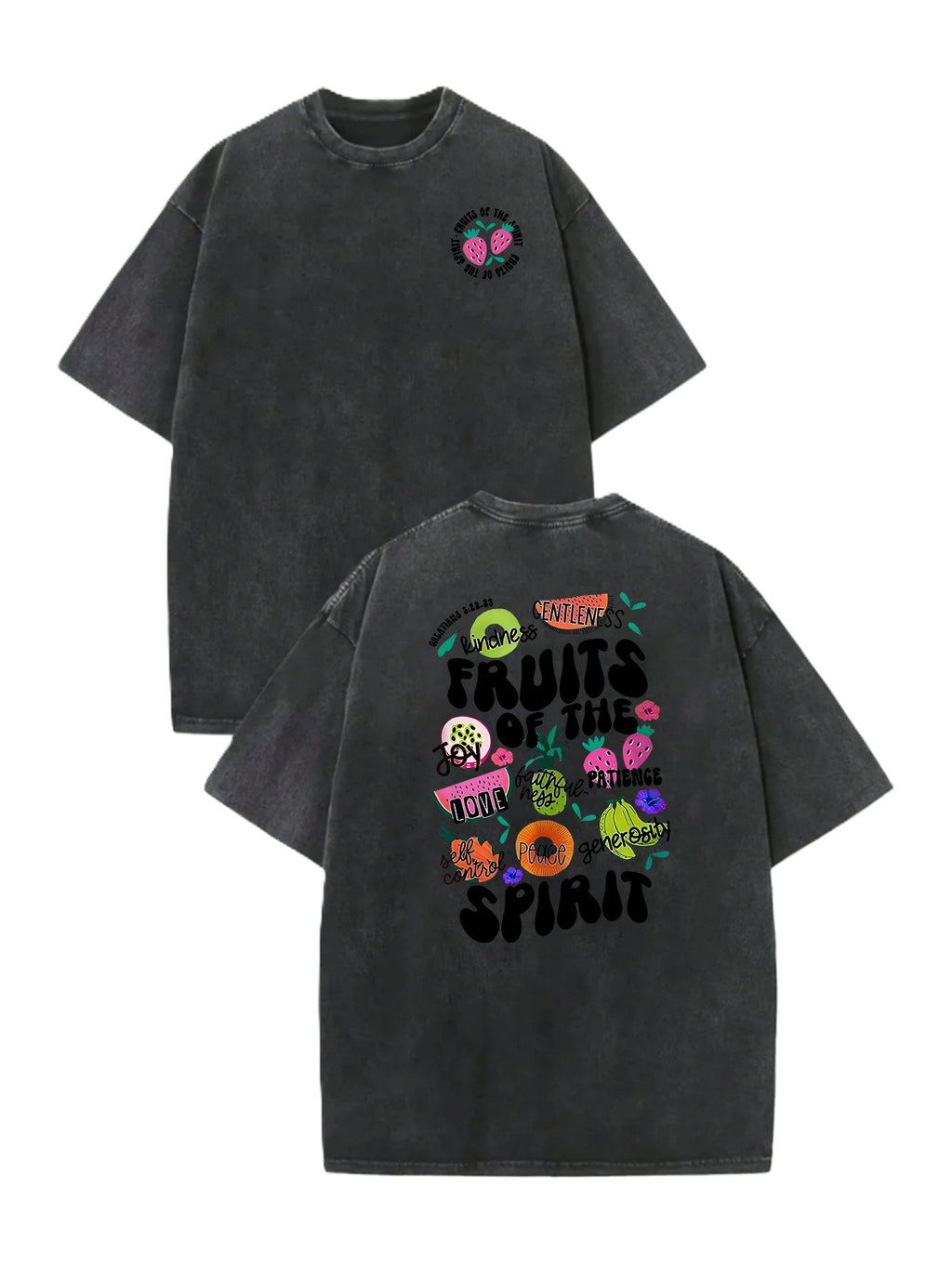 Fruits of the Spirit Back Print Oversized Tee - Black