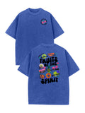 Fruits of the Spirit Back Print Oversized Tee - Blue