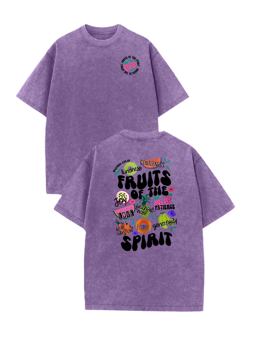 Fruits of the Spirit Back Print Oversized Tee - Purple