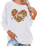 Leopard Plaid Heart Graphic Raglan Sweatshirt - C6