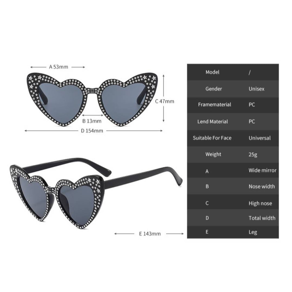 Rhinestone Heart Cat Eye Sunglasses - Color_1 - 2