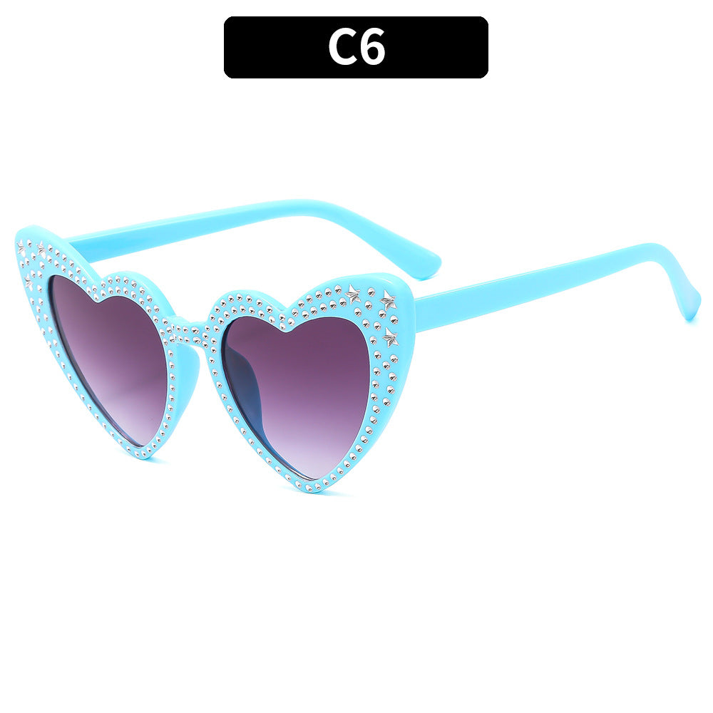 Rhinestone Heart Cat Eye Sunglasses - Color_6