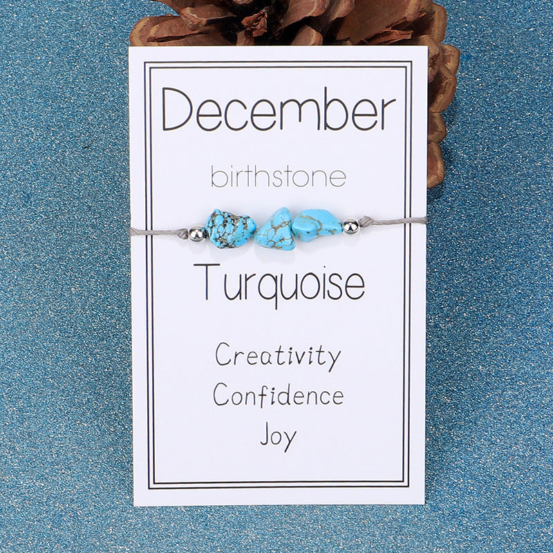 Birthstone Chip Adjustable Cord Bracelet - December