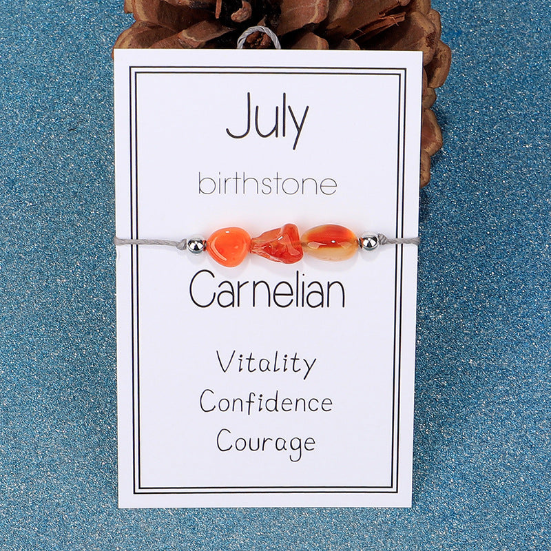 Birthstone Chip Adjustable Cord Bracelet - July