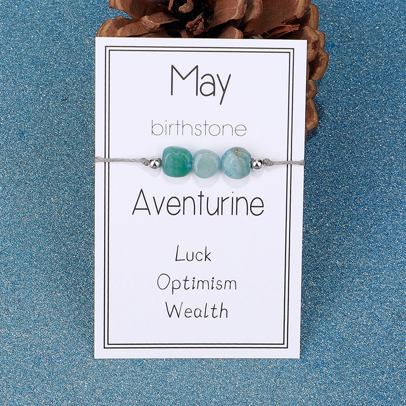 Birthstone Chip Adjustable Cord Bracelet - May