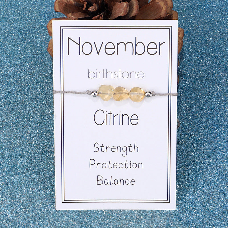 Birthstone Chip Adjustable Cord Bracelet - November
