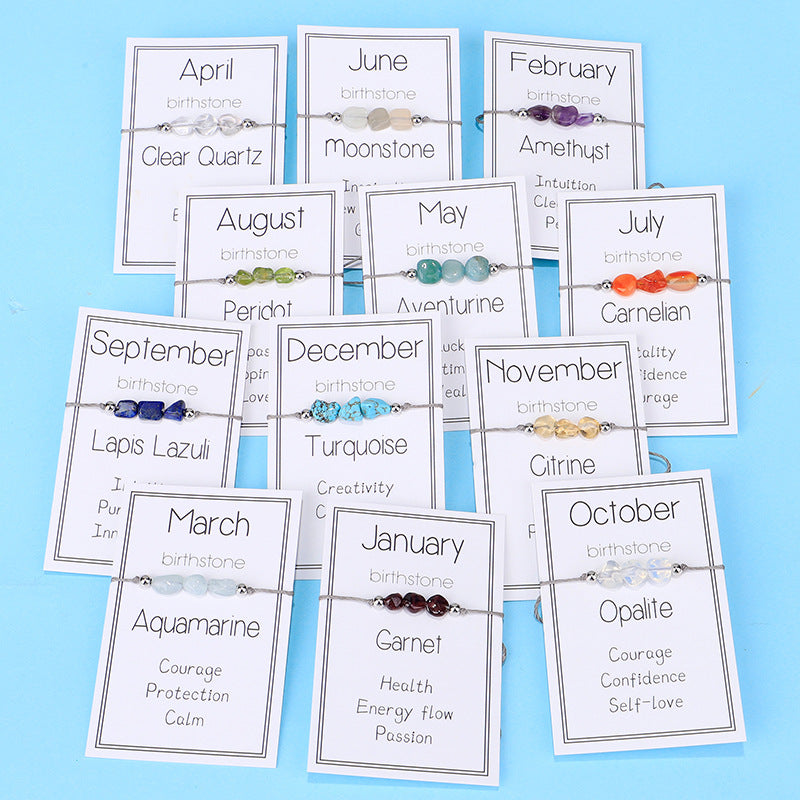 Birthstone Chip Adjustable Cord Bracelet