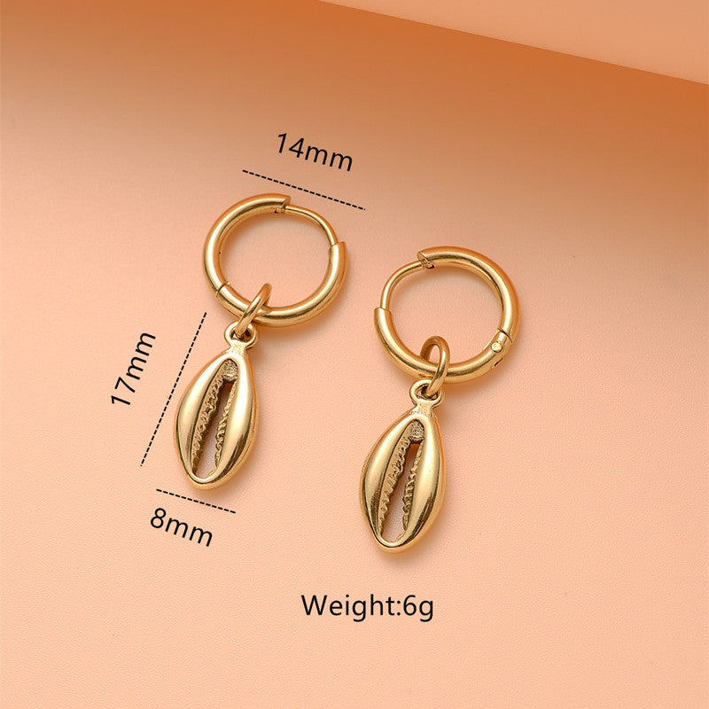 Seashell Starfish Charm Huggie Hoop Earrings - view 3