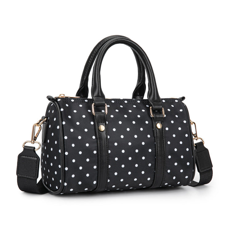 Checkerboard Print Boston Bag With Wide Strap - DBlack