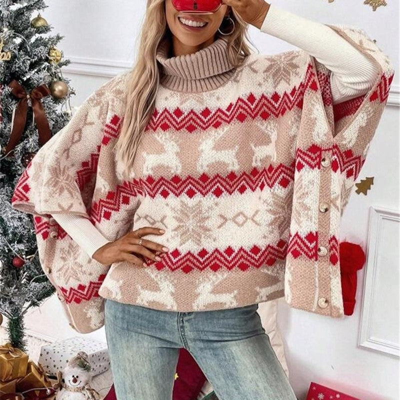 Fair Isle Reindeer Turtleneck Sweater - Elk