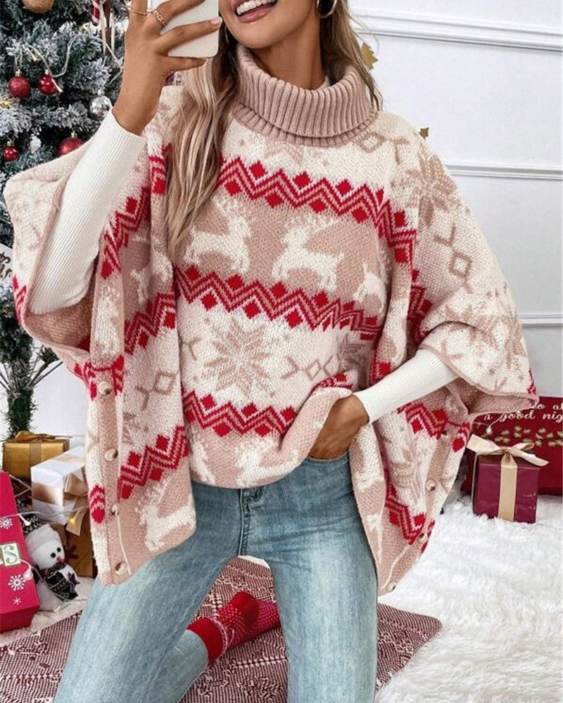 Fair Isle Reindeer Turtleneck Sweater - Elk - 2