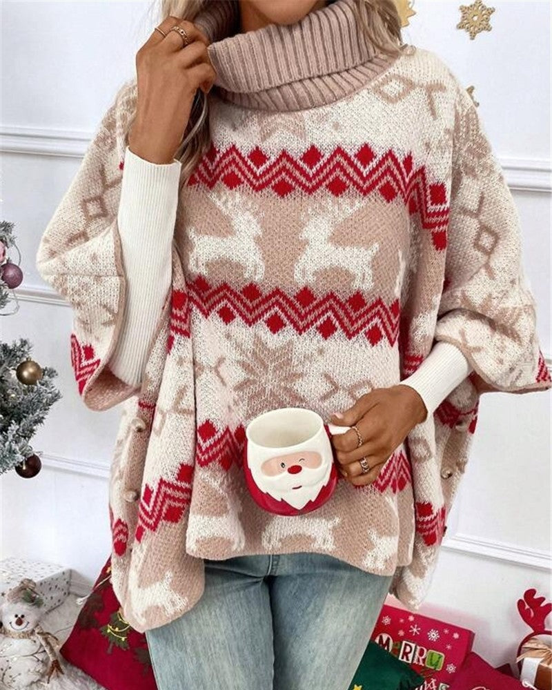 Fair Isle Reindeer Turtleneck Sweater - Elk - 3