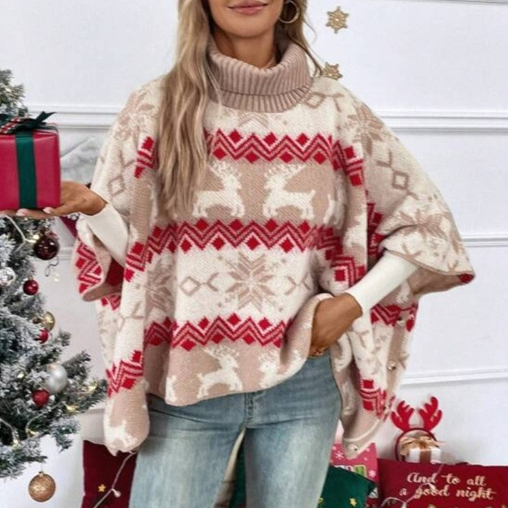 Fair Isle Reindeer Turtleneck Sweater - Elk - 5