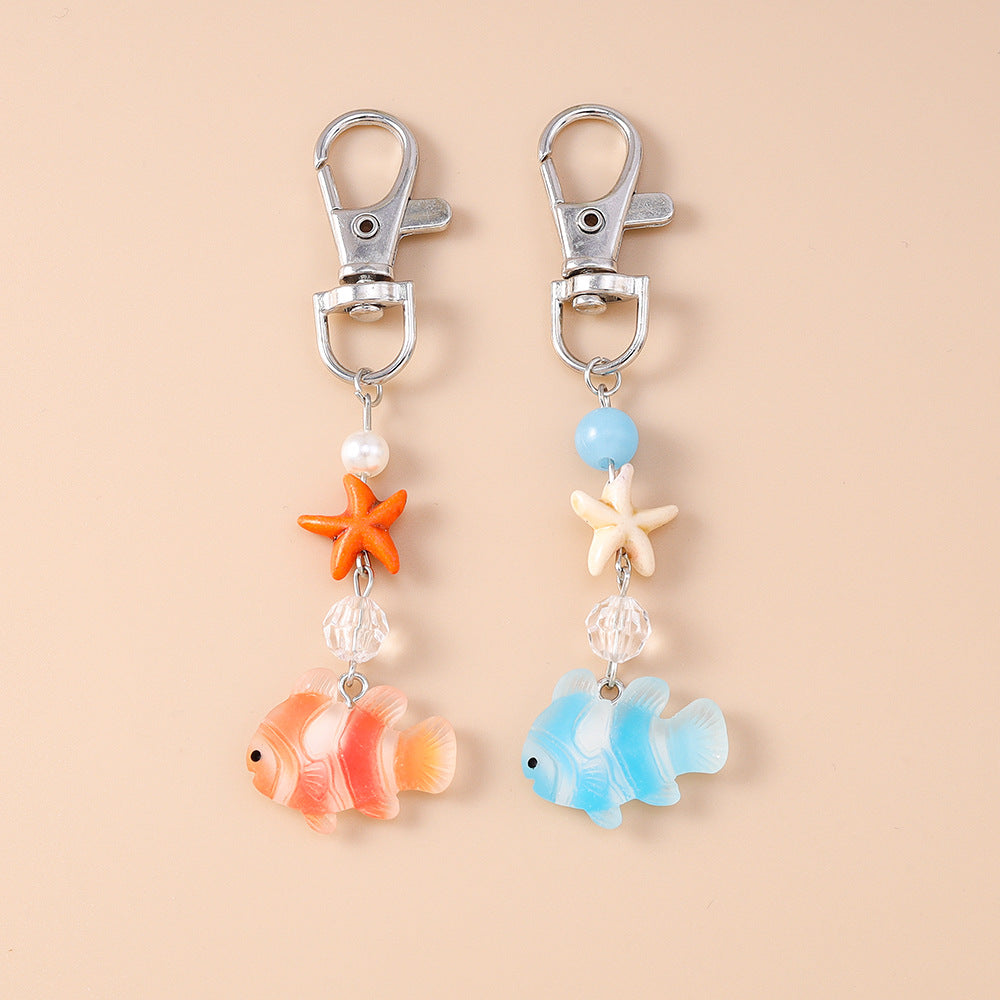 Starfish And Clownfish Ocean Keychain