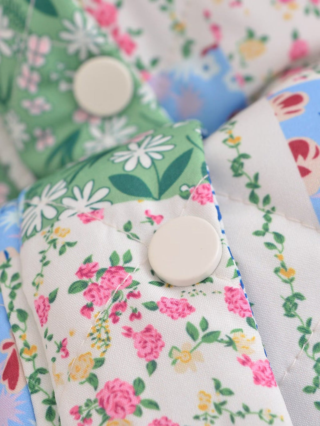 Patchwork Floral Quilted Snap Front Jacket - Floral - 10