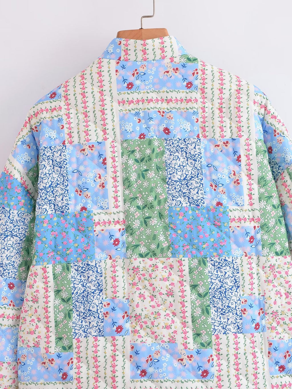 Patchwork Floral Quilted Snap Front Jacket - Floral - 11