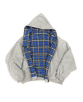 Reversible Plaid Zip Up Hooded Jacket - Blue