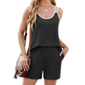 Contrast Strap Cami And Shorts Lounge Set - Black