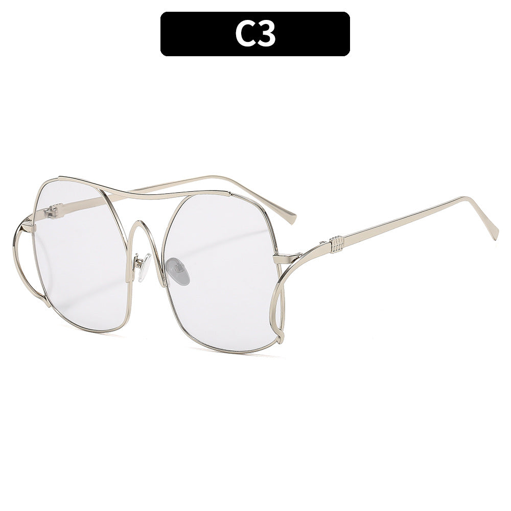 Oversized Hexagon Wire Frame Sunglasses - C3