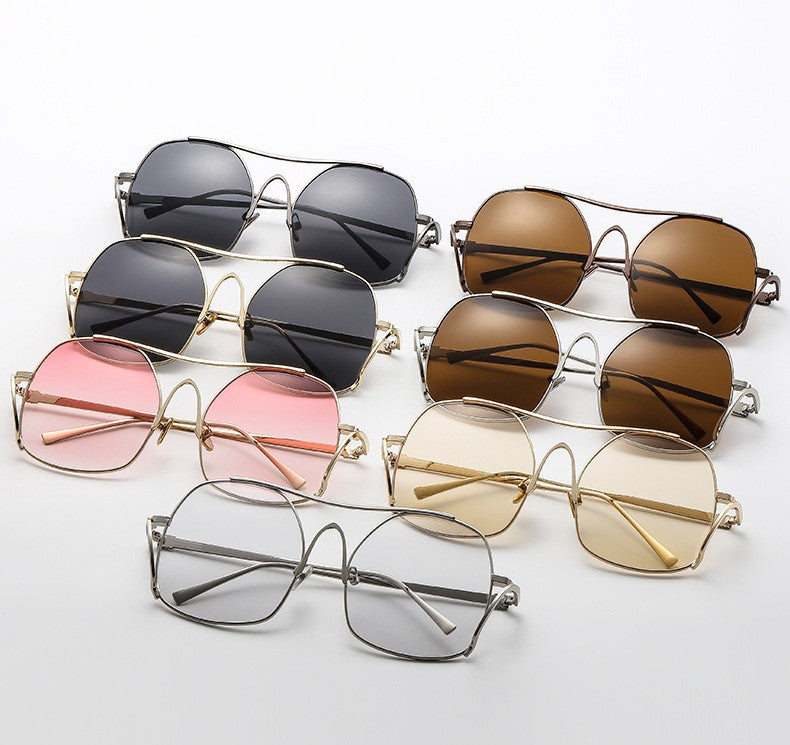 Oversized Hexagon Wire Frame Sunglasses