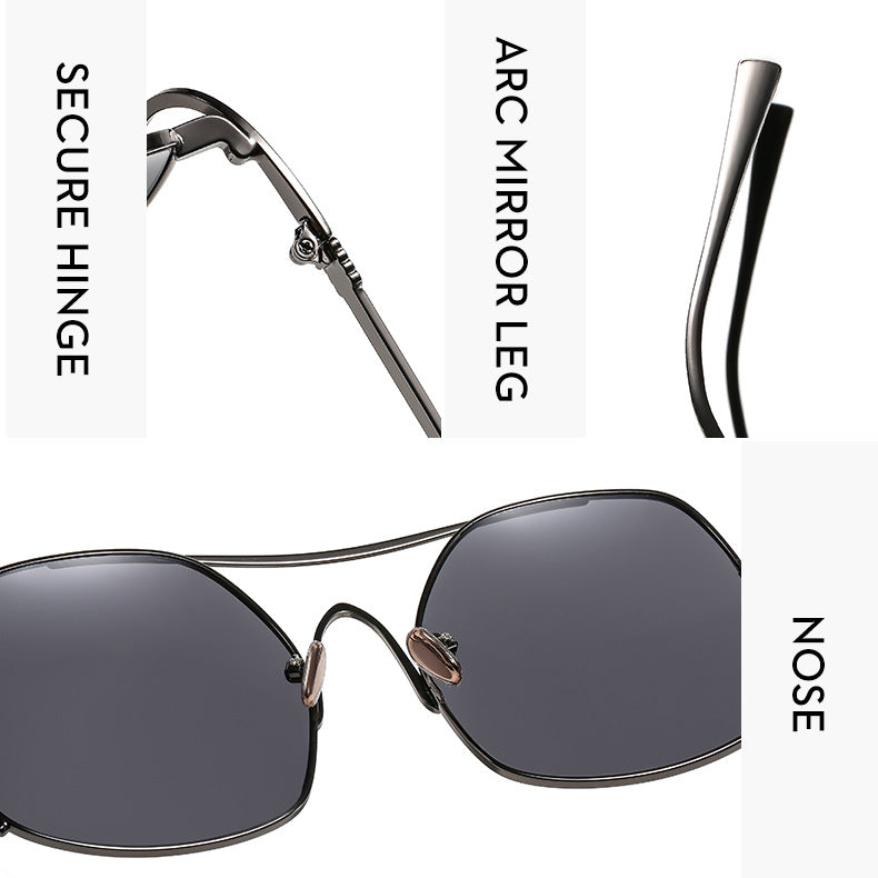 Oversized Hexagon Wire Frame Sunglasses - view 2
