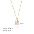 Carved Square Shell Pendant Necklace - Gold