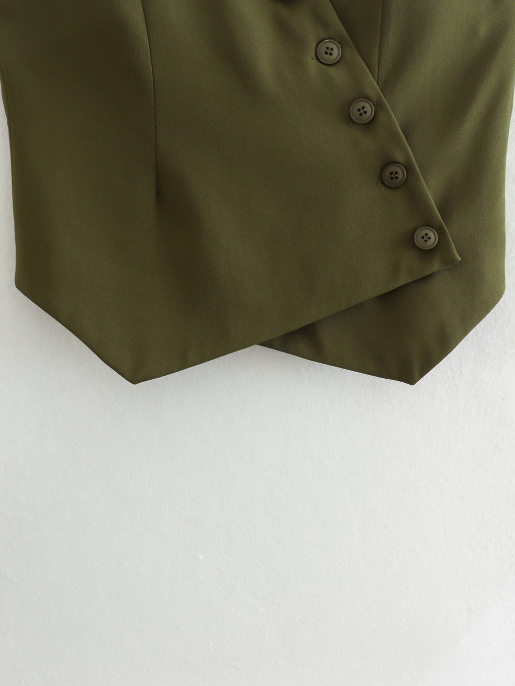 Asymmetric Button Front Sleeveless Tank Top - Green - 5