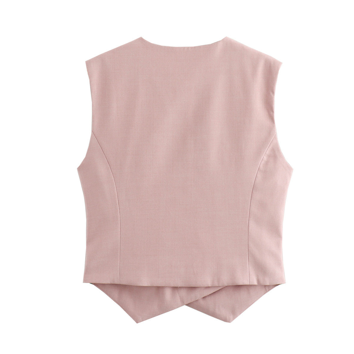 Asymmetric Button Front Sleeveless Tank Top - Pink - 1