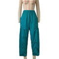 Striped Drawstring Balloon Leg Trousers - Green