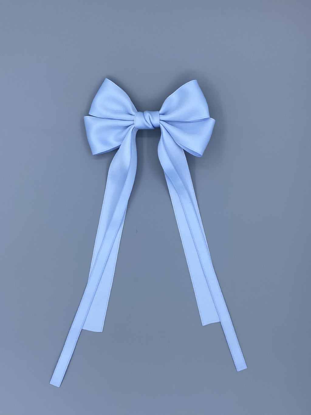 Twin Loop Long Tail Bow Hair Clip - Blue